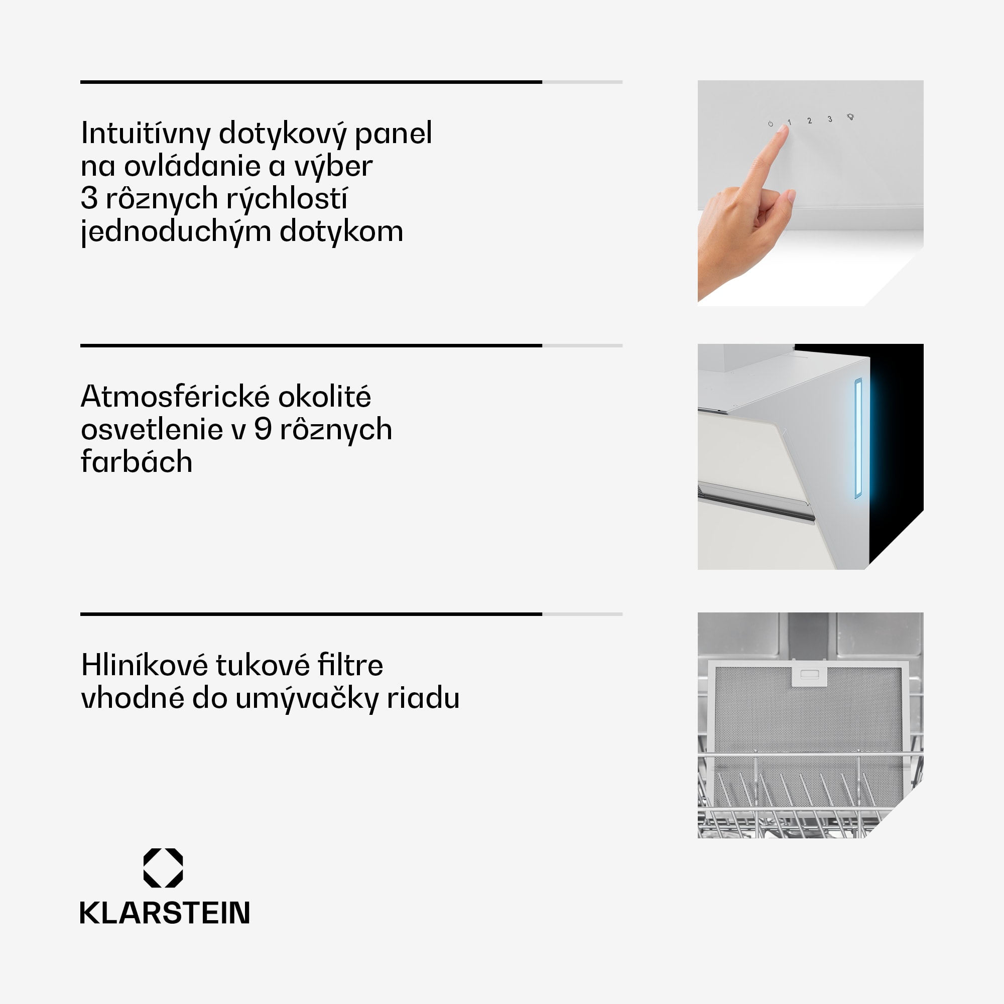 Klarstein Alina digestor, 60 cm, 600 m³/h, Tichý, EEK A – Obrázok 5