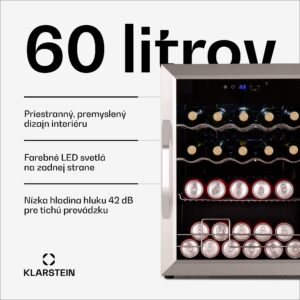 Klarstein Coachella 65 Smart chladnička na nápoje, WiFi ovládanie, dizajn z nehrdzavejúcej ocele, 60 l