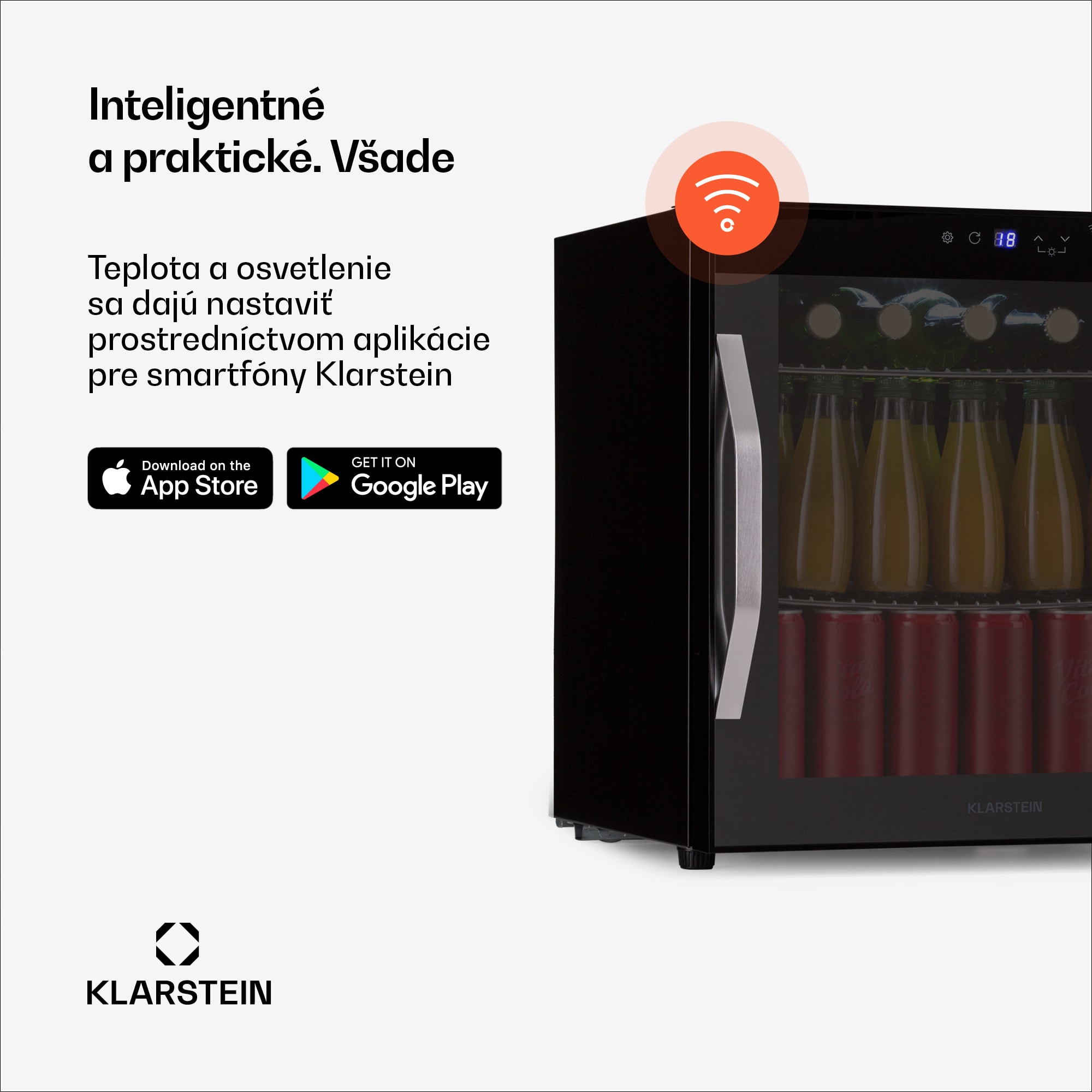 Klarstein Coachella 50 Onyx Chladnička 47 litrov Funkcia WiFi Podsvietenie – Obrázok 2