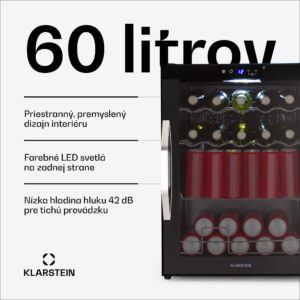 Klarstein Chladnička Coachella 60 Smart, Wifi, LED, 3 police, Podsvietenie, EEK E
