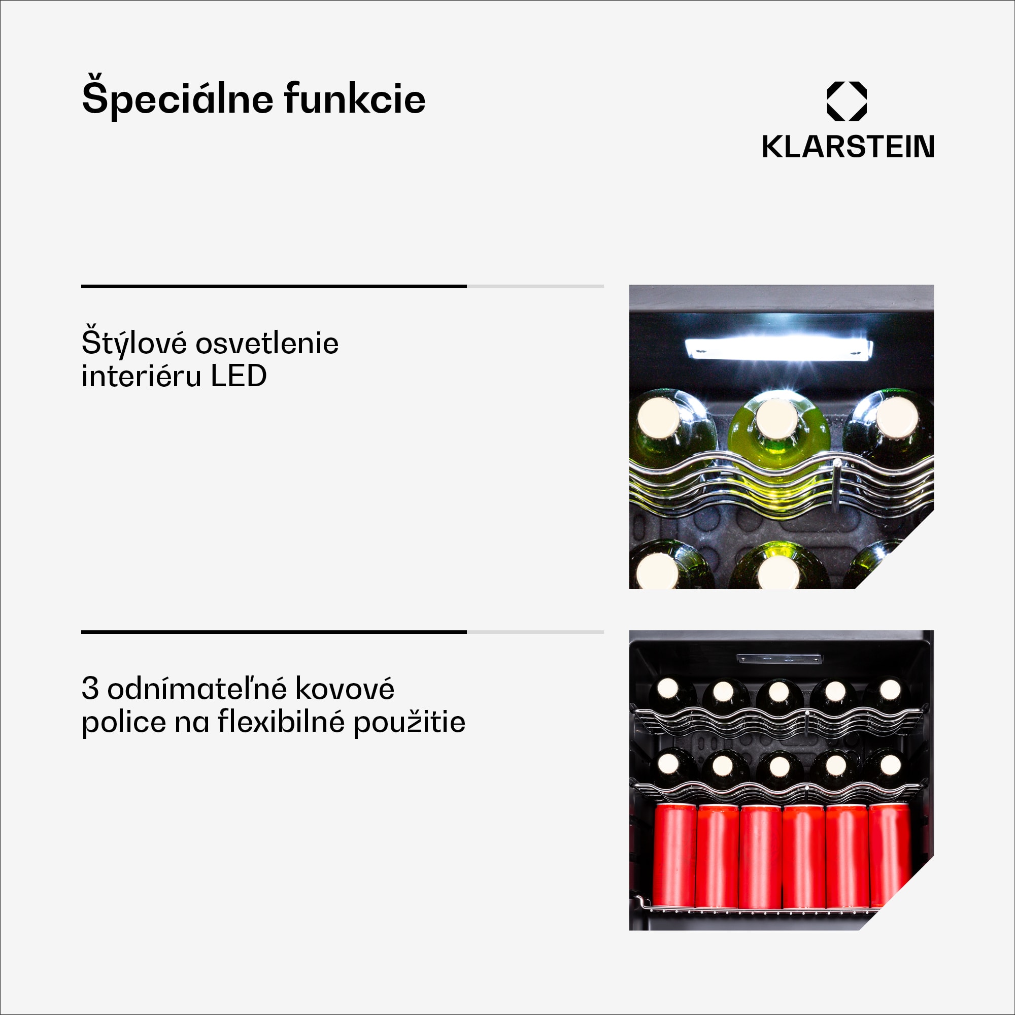 Klarstein Chladnička Coachella 60 Smart, Wifi, LED, 3 police, Podsvietenie, EEK E – Obrázok 4