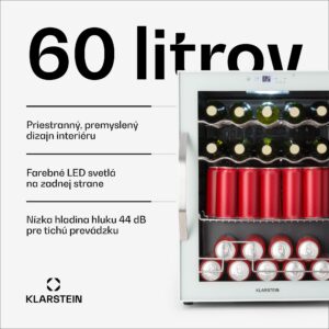 Klarstein Coachella 60 Smart chladnička, Wifi, LED, 3 police, Podsvietenie, EEK E