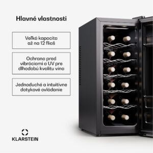 Klarstein Silent Vino 12 Uno Slim Chladnička na víno 30 l / 12 fliaš 8-18 °C Dotyková