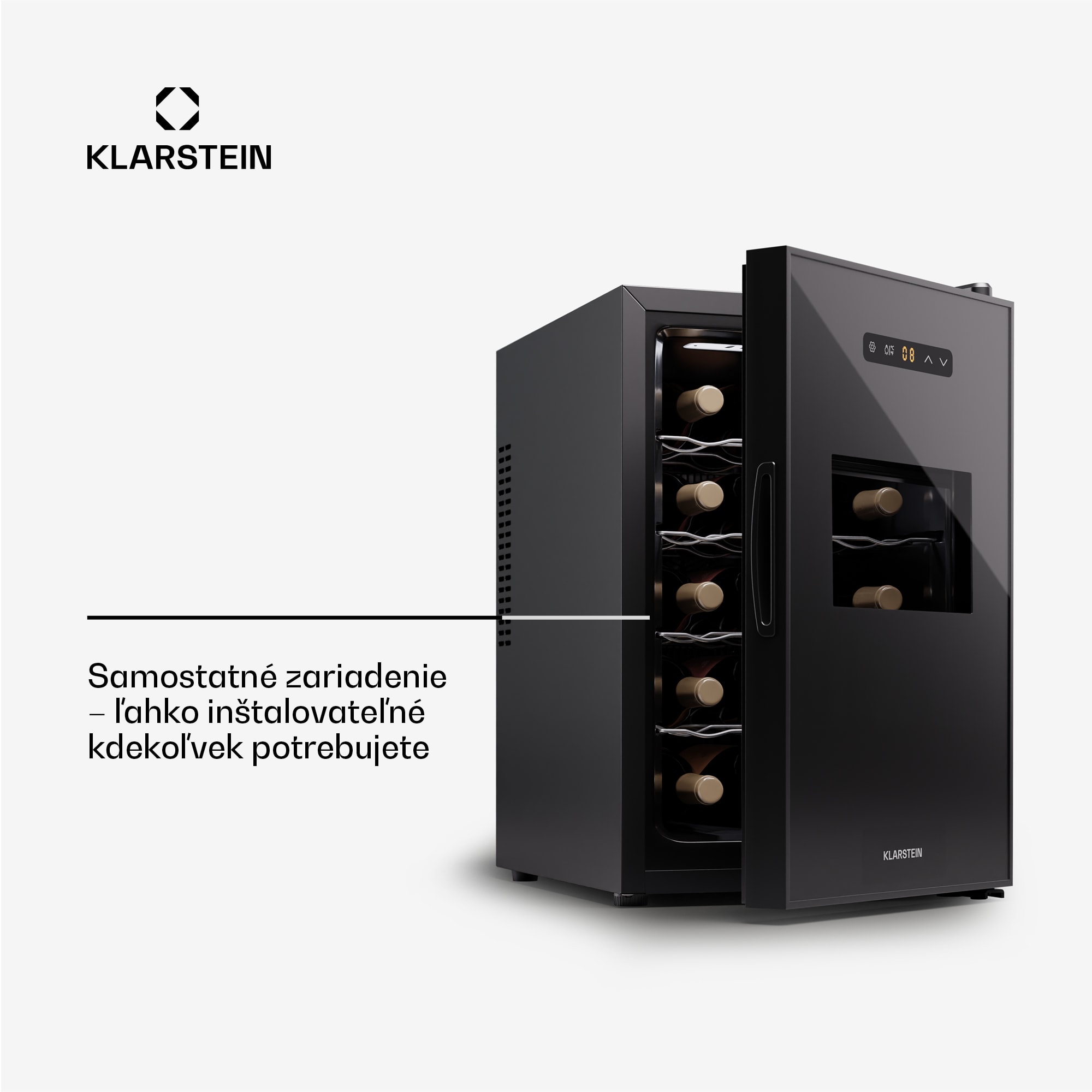 Klarstein Silent Vino 15 Uno Chladnička na víno 39 l / 15 fliaš 5-18 °C Dotyková – Obrázok 2