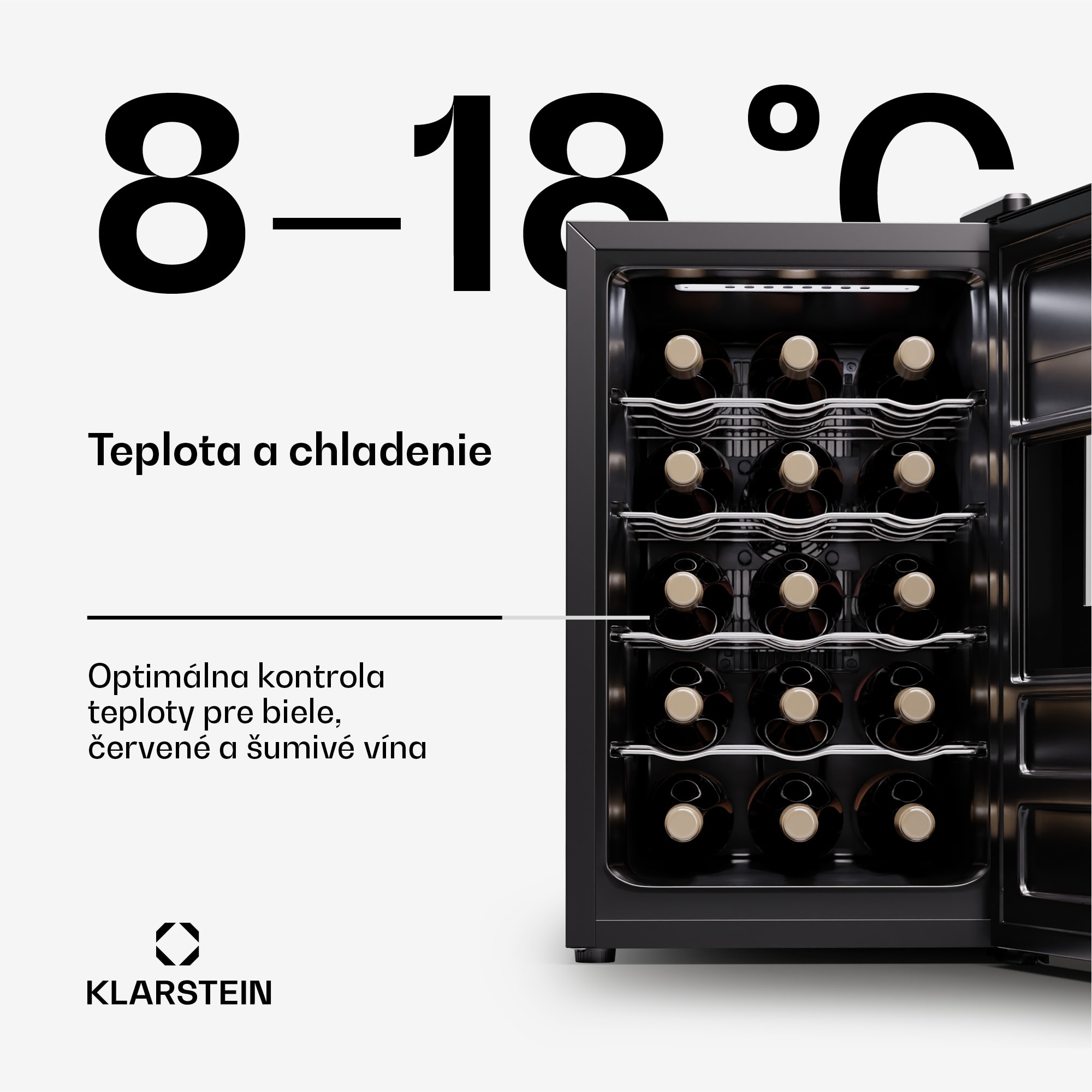 Klarstein Silent Vino 15 Uno Chladnička na víno 39 l / 15 fliaš 5-18 °C Dotyková – Obrázok 3