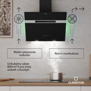 Klarstein Alina digestor, 60 cm, Smart, 600 m³/h, Tichý, EEK A