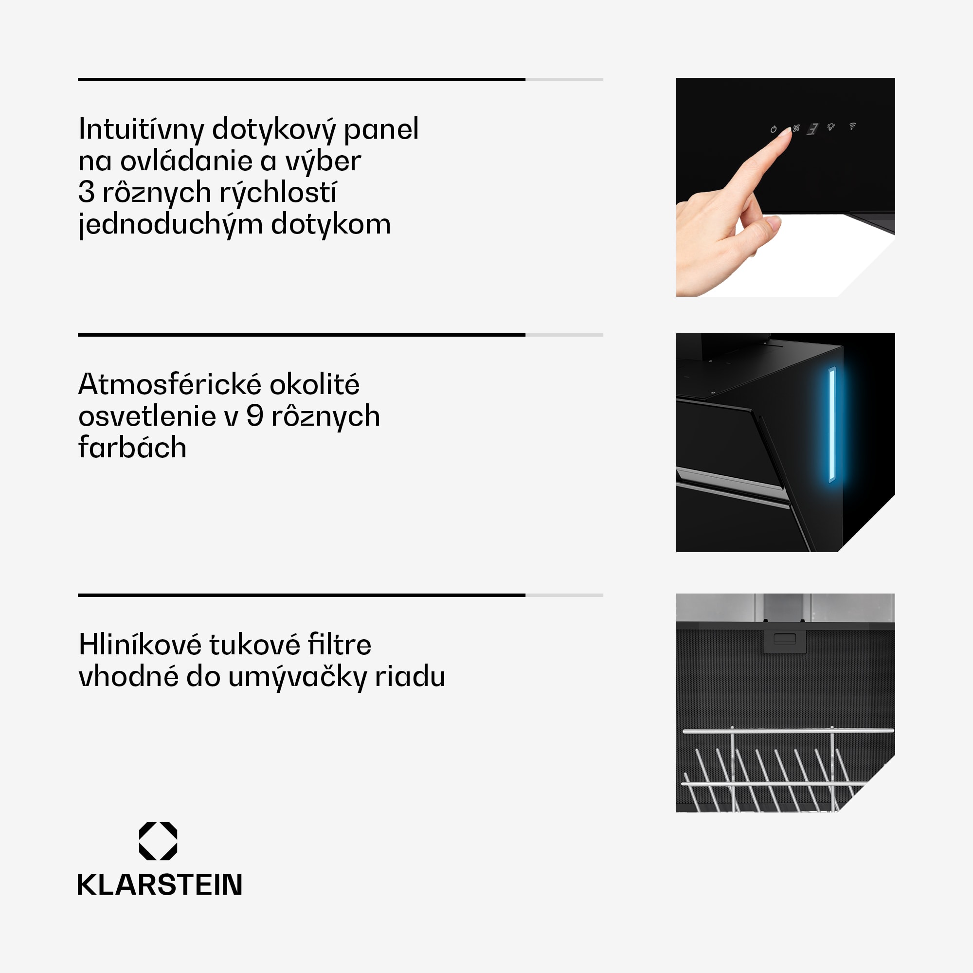 Klarstein Alina digestor, 60 cm, Smart, 600 m³/h, Tichý, EEK A – Obrázok 5