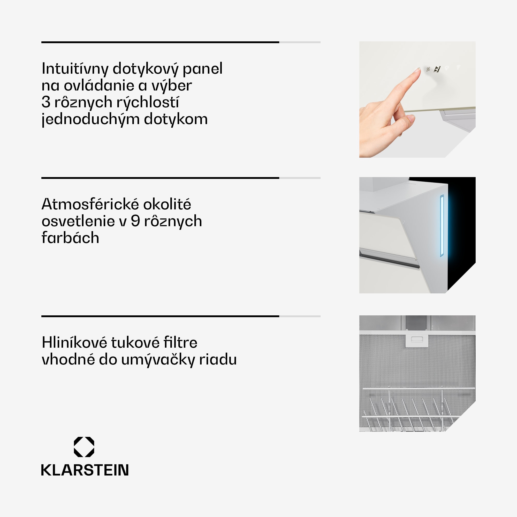 Klarstein Alina digestor, 60 cm, Smart, 600 m³/h, Tichý, EEK A – Obrázok 5