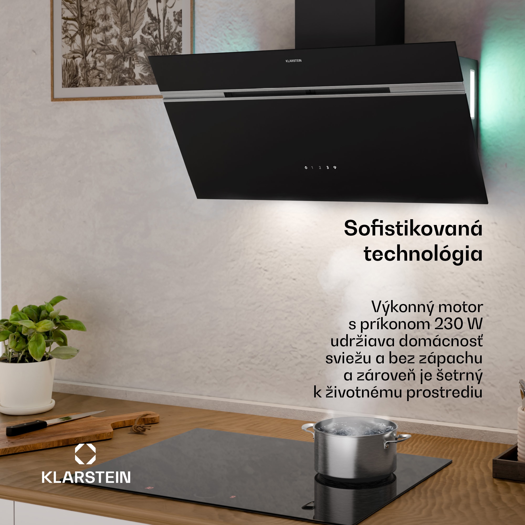 Klarstein Alina digestor, 80 cm, 600 m³/h, Tichý, EEK A – Obrázok 2