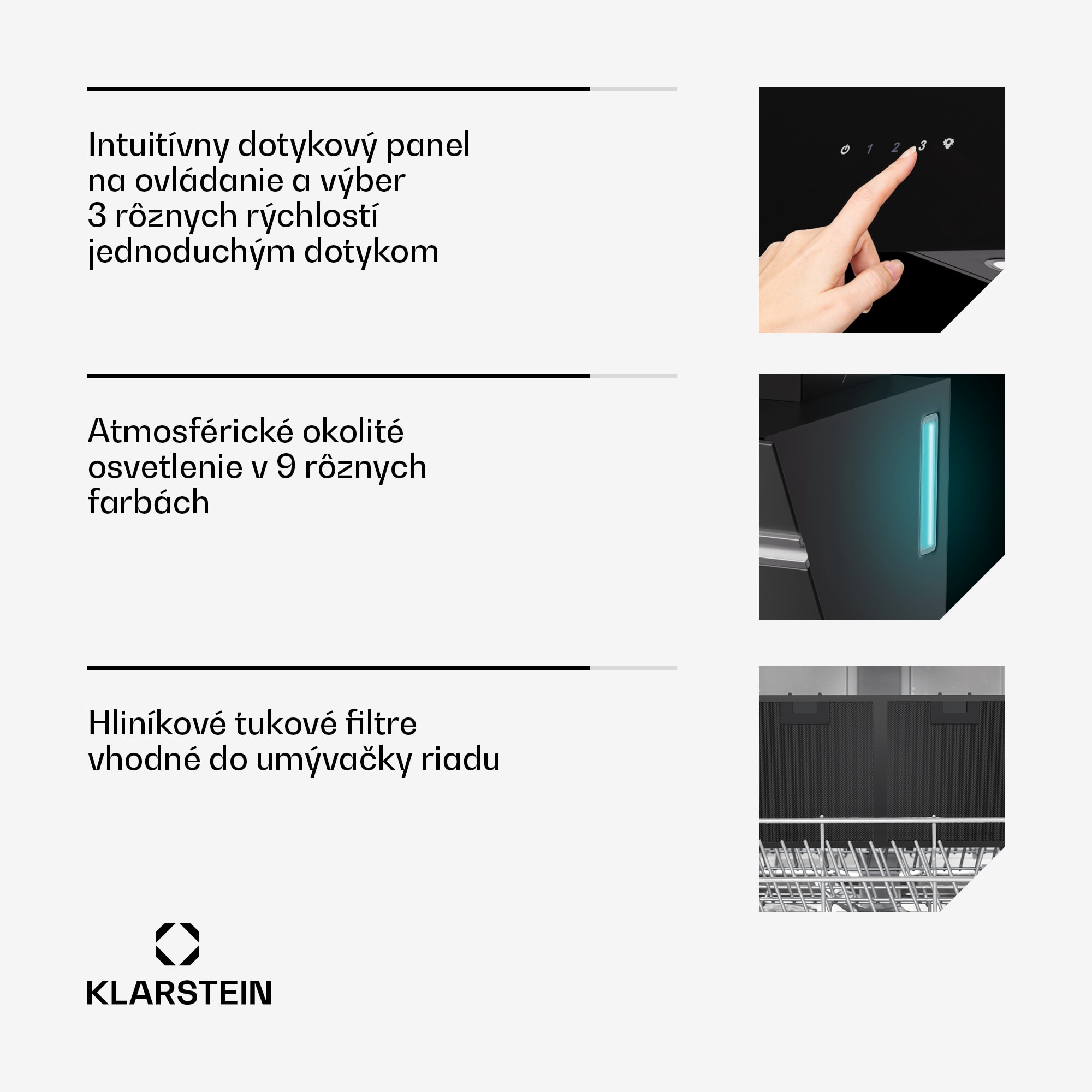 Klarstein Alina digestor, 80 cm, 600 m³/h, Tichý, EEK A – Obrázok 5