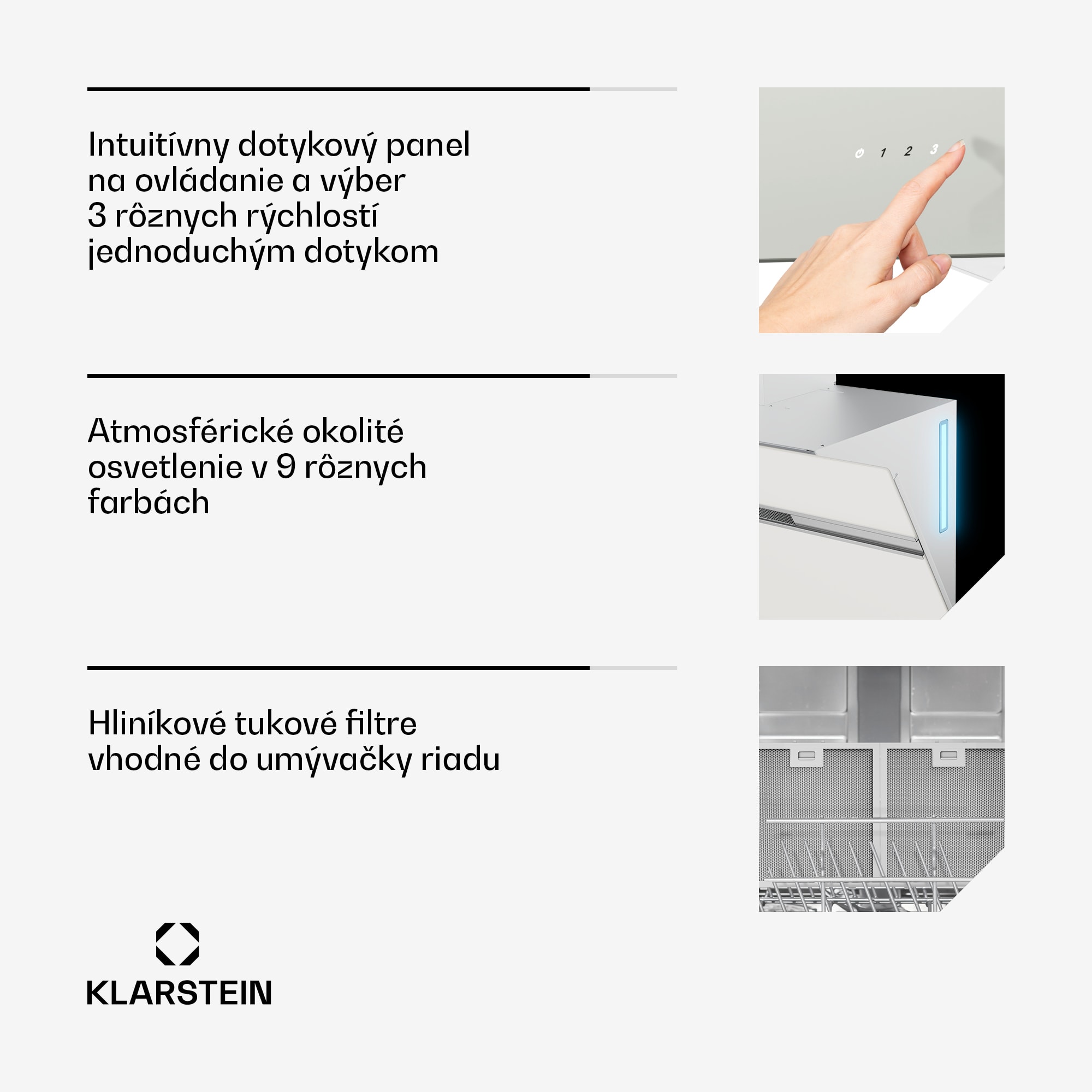 Klarstein Alina digestor, 90 cm, 615 m³/h, Tichý, EEK A – Obrázok 5