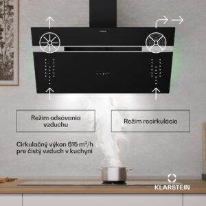 Klarstein Alina digestor, 90 cm, Smart, 615 m³/h, Tichý, EEK A