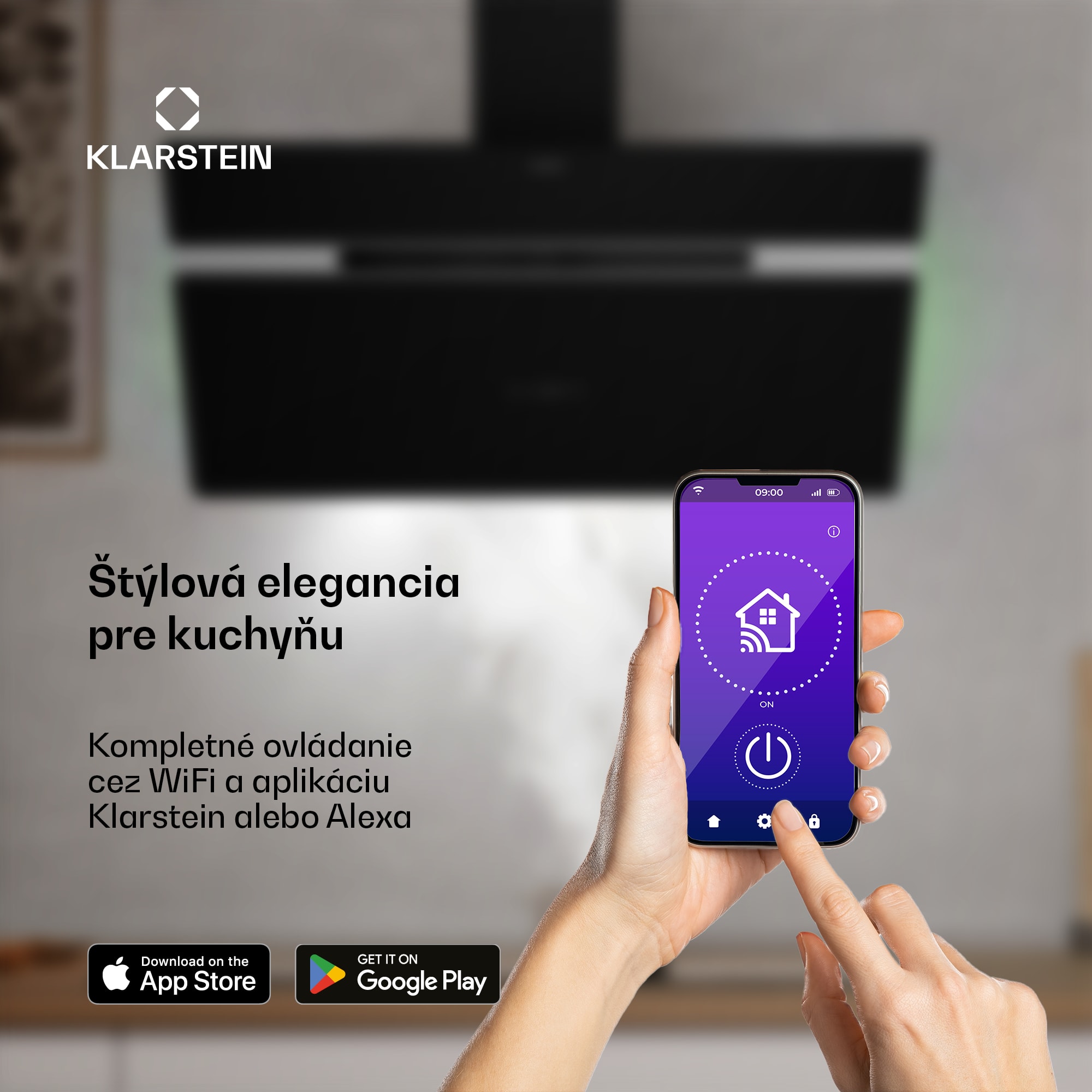 Klarstein Alina digestor, 90 cm, Smart, 615 m³/h, Tichý, EEK A – Obrázok 2