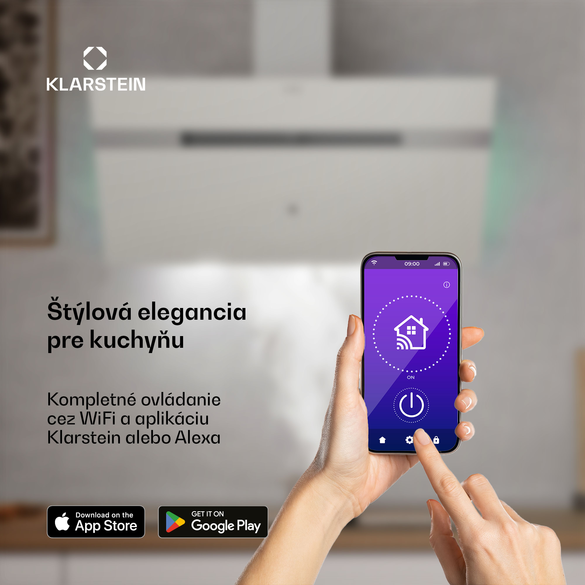 Klarstein Alina digestor, 90 cm, Smart, 615 m³/h, Tichý, EEK A – Obrázok 2