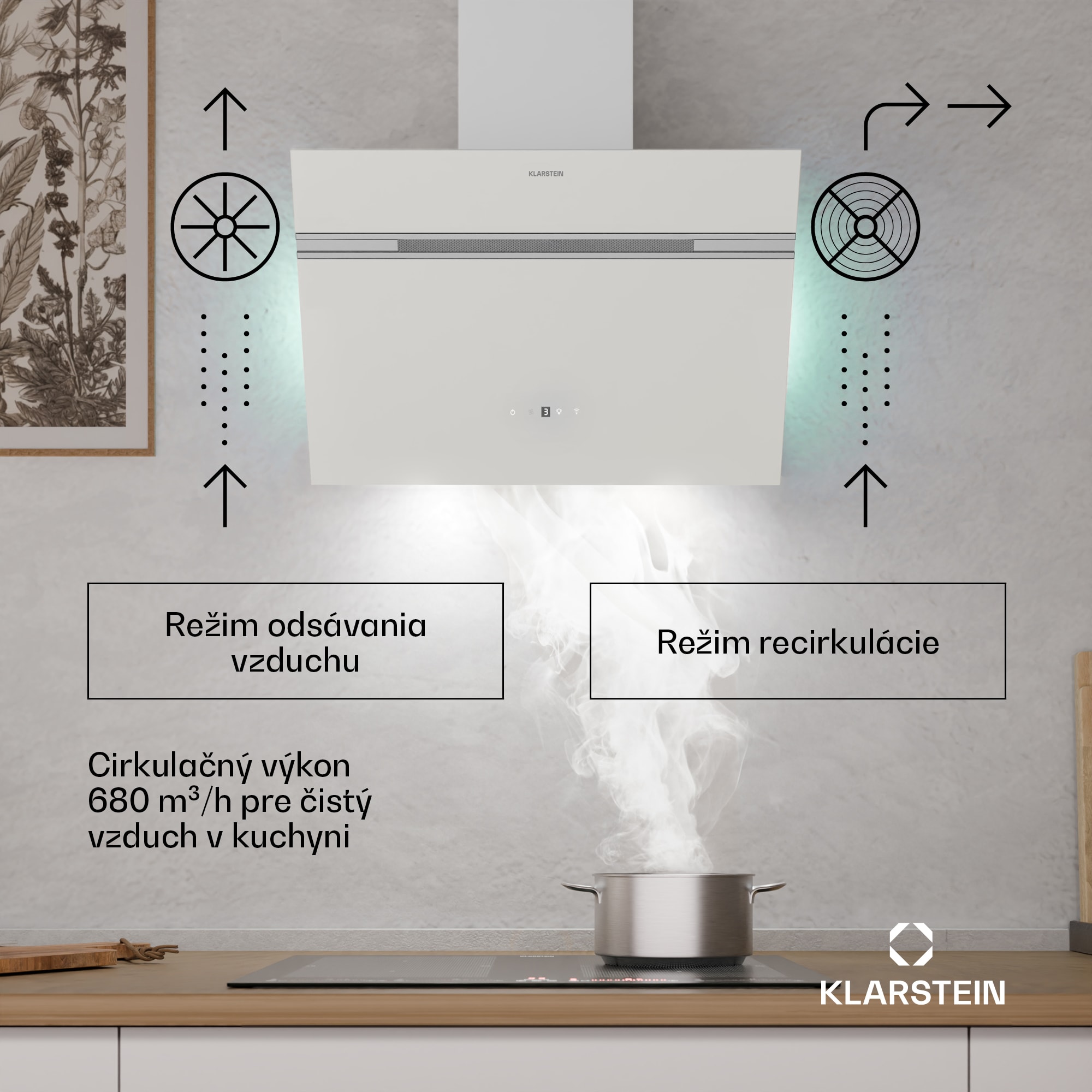 Klarstein Alina digestor, 60 cm, 680 m³/h, Tichý, EEK A++