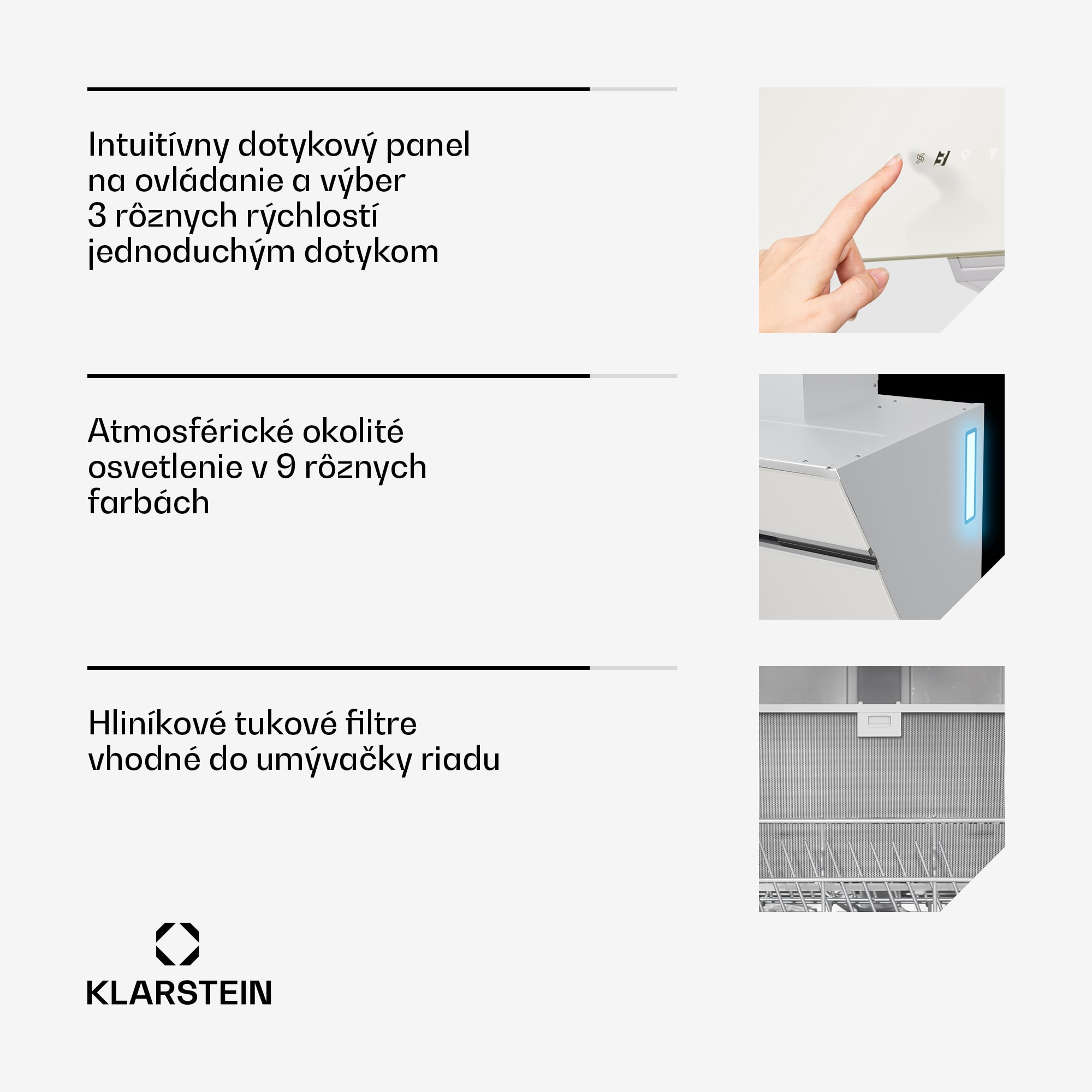 Klarstein Alina digestor, 60 cm, 680 m³/h, Tichý, EEK A++ – Obrázok 5