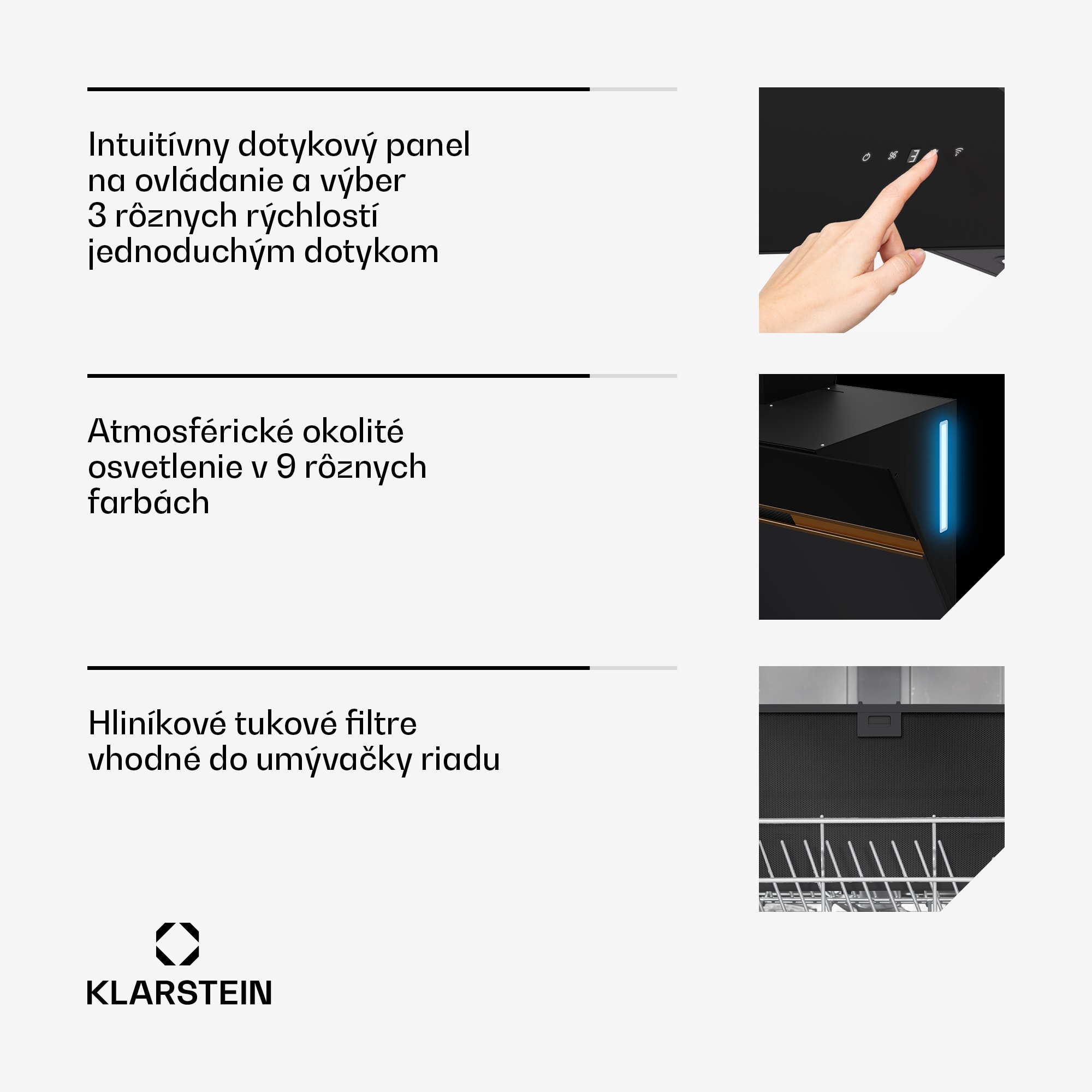 Klarstein Alina digestor, 90 cm, 690 m³/h, Tichý, EEK A++ – Obrázok 5