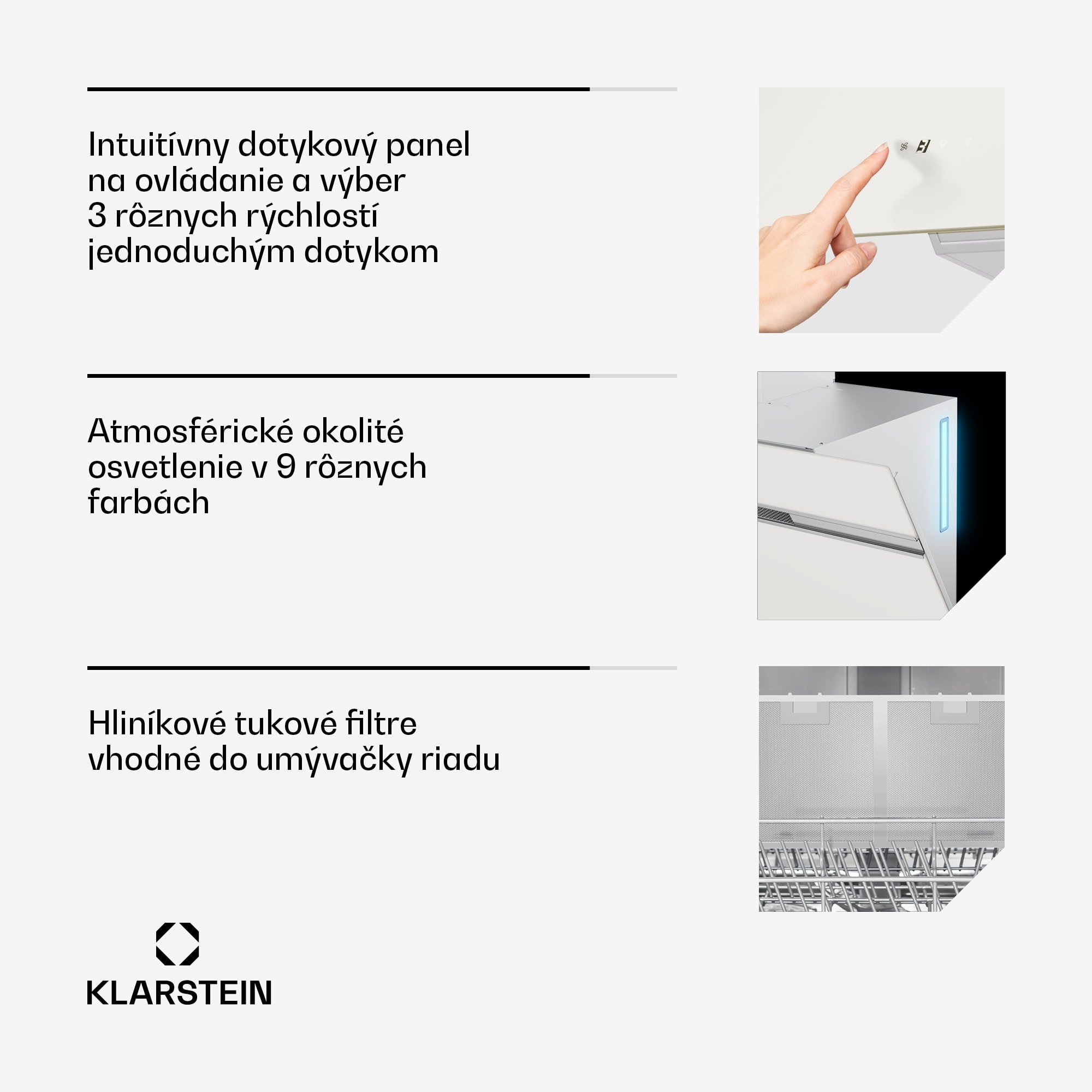 Klarstein Alina digestor, 90 cm, 690 m³/h, Tichý, EEK A++ – Obrázok 5