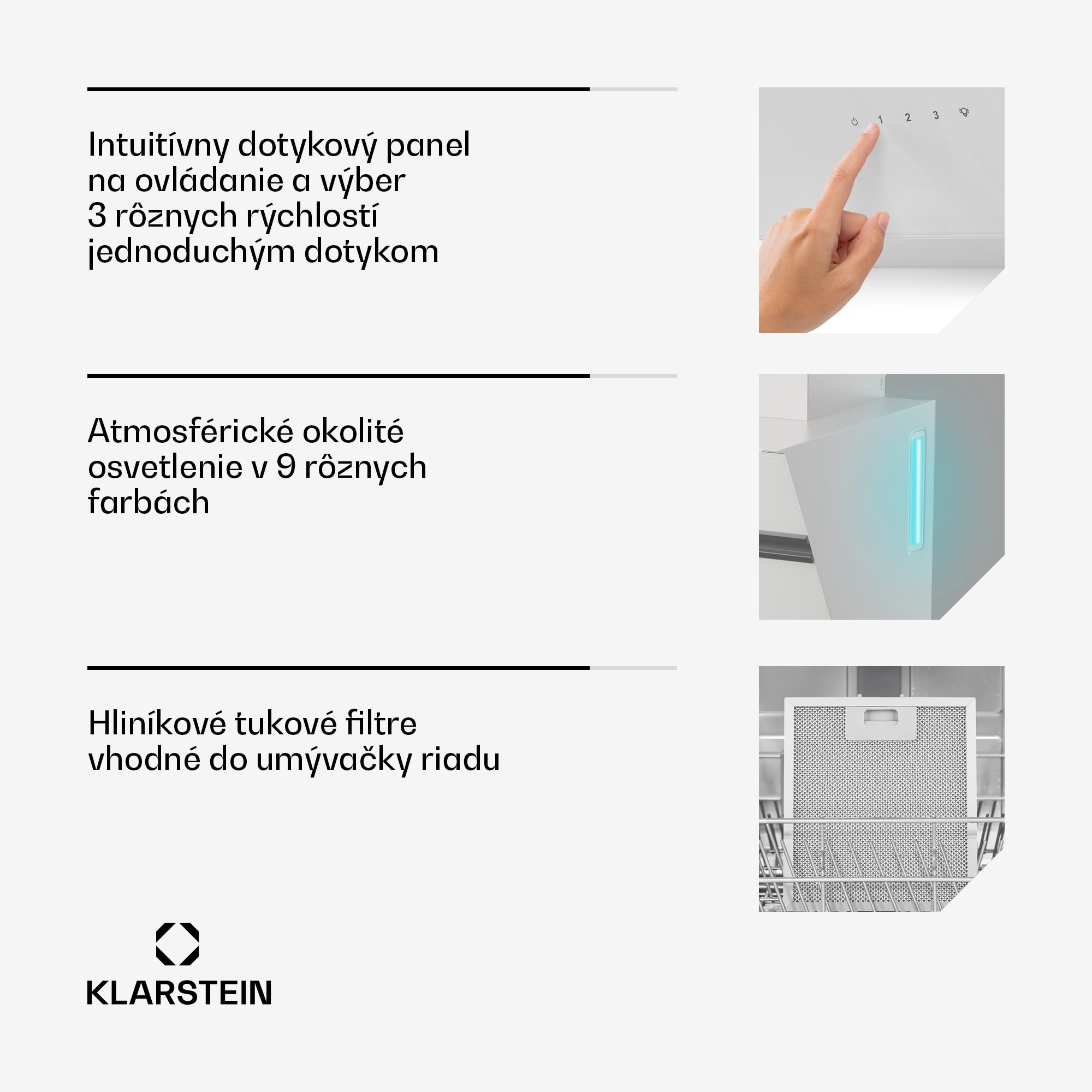 Klarstein Alina digestor, 40 cm, 570 m³/h, Tichý, EEK A – Obrázok 5