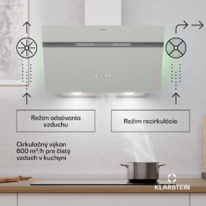 Klarstein Alina digestor, 70 cm, 600 m³/h, Tichý, EEK A
