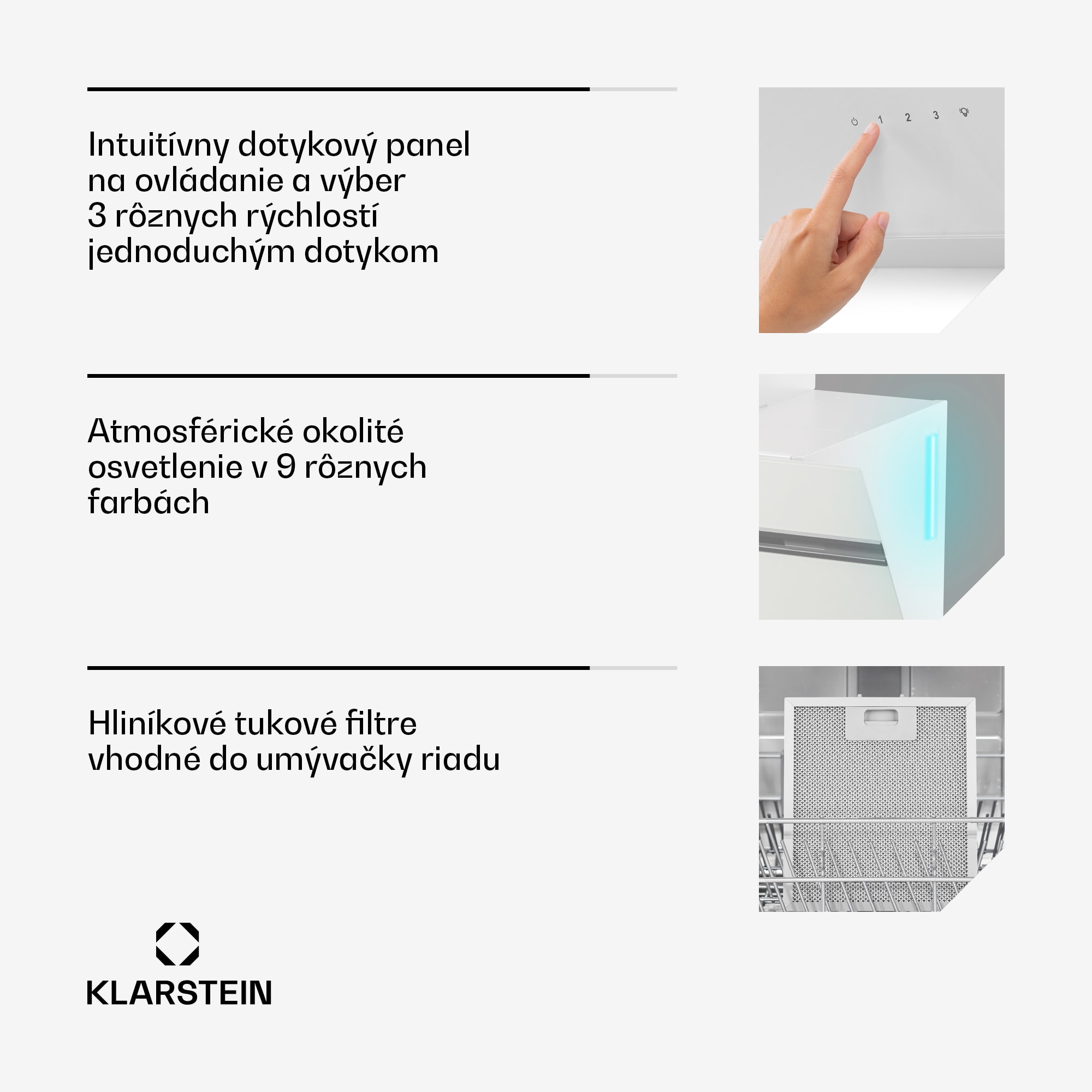 Klarstein Alina digestor, 70 cm, 600 m³/h, Tichý, EEK A – Obrázok 5