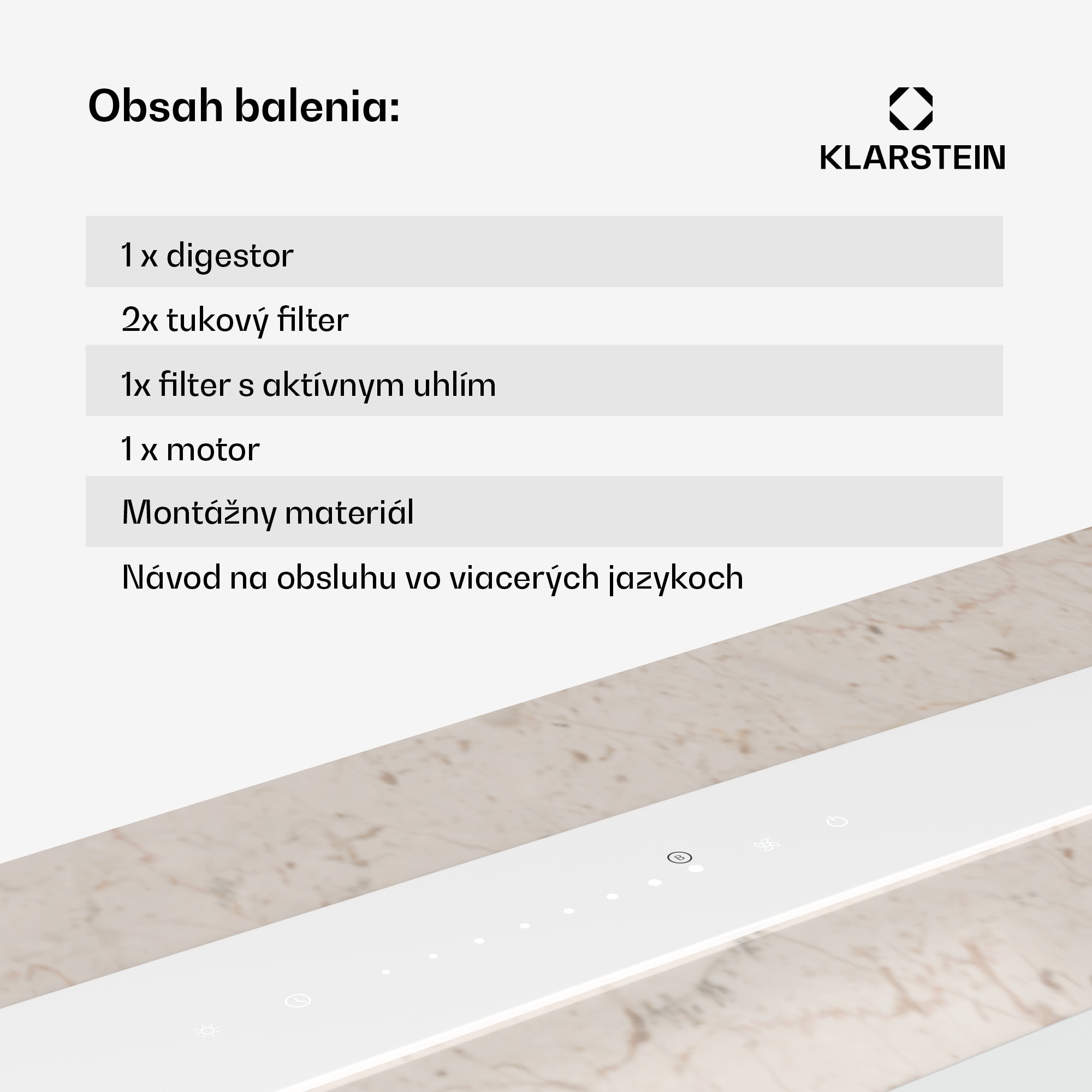 Klarstein Royal Flush Eco digestor, Výsuvný, 714 m³/h, Boost, Dotykové ovládanie, EEK A++ – Obrázok 5
