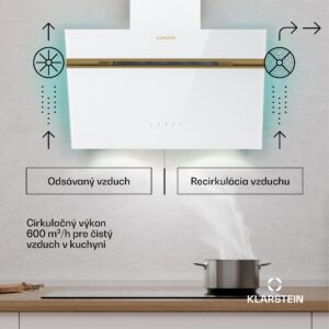 Klarstein Alina digestor, EEK A, Dotykový, LED osvetlenie, Odsávanie/recirkulácia, 600 m³/h