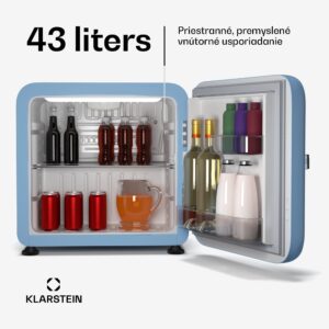 Klarstein Audrey Evo mini chladnička, 43 l, retro dizajn, tichá, kompaktná, 3 farby