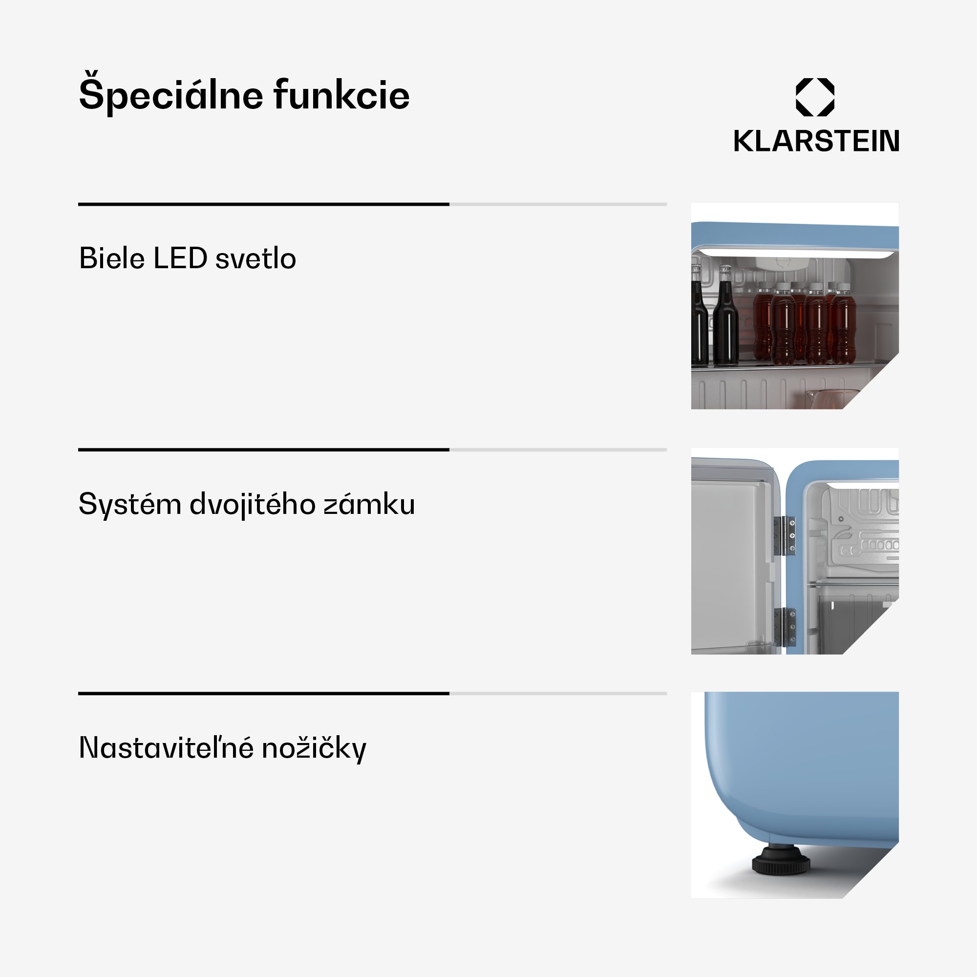 Klarstein Audrey Evo mini chladnička, 43 l, retro dizajn, tichá, kompaktná, 3 farby – Obrázok 5