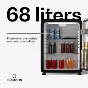 Klarstein Audrey Evo mini chladnička, 68 l, retro dizajn, tichá, kompaktná, 3 farby