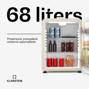 Klarstein Audrey Evo mini chladnička, 68 l, retro dizajn, tichá, kompaktná, 3 farby