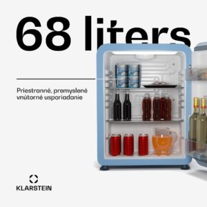 Klarstein Audrey Evo mini chladnička, 68 l, retro dizajn, tichá, kompaktná, 3 farby