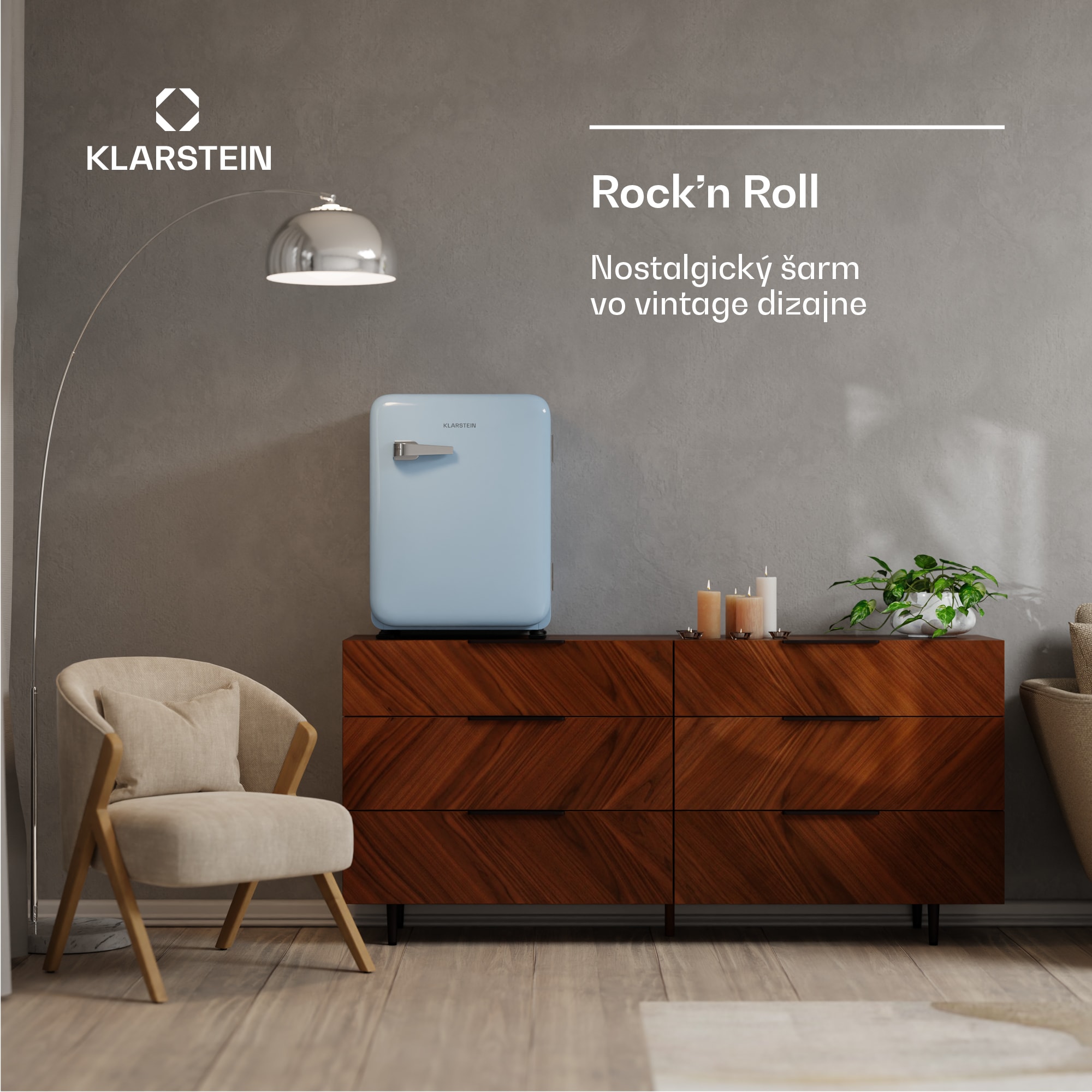 Klarstein Audrey Evo mini chladnička, 68 l, retro dizajn, tichá, kompaktná, 3 farby – Obrázok 2