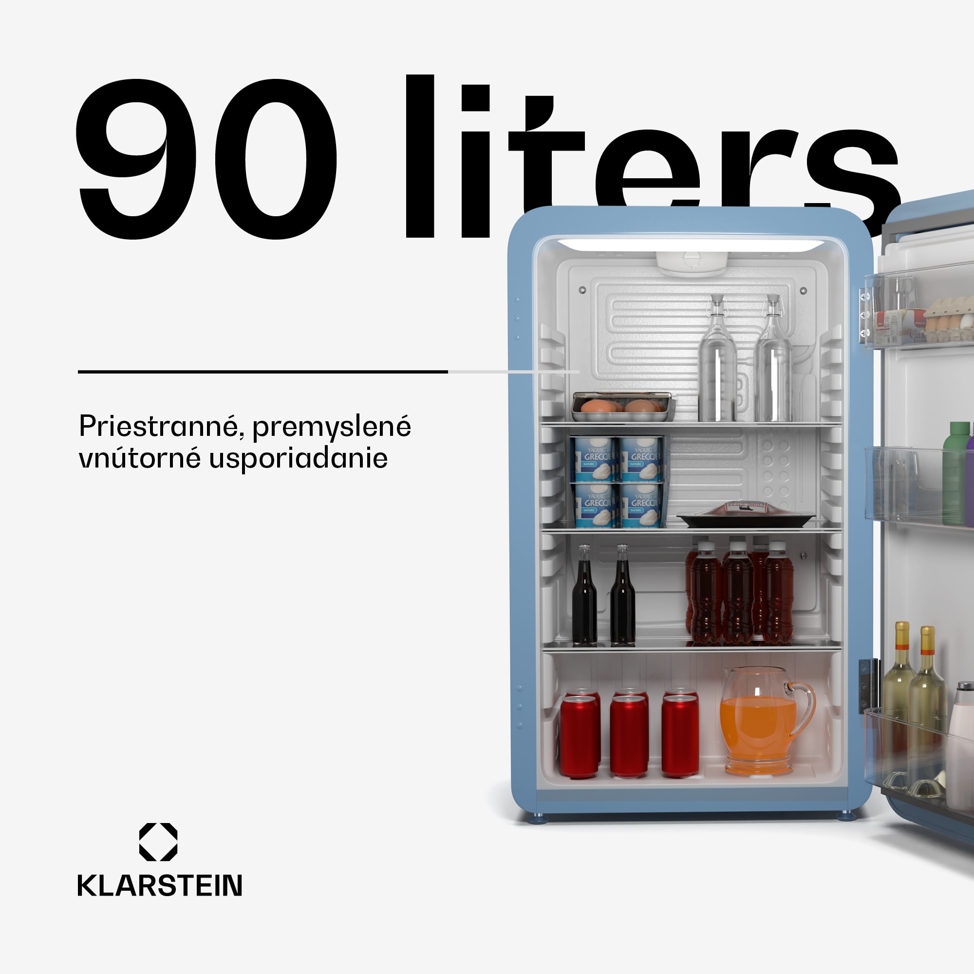 Klarstein Audrey Evo mini chladnička, 90 l, retro dizajn, tichá, kompaktná, 3 farby