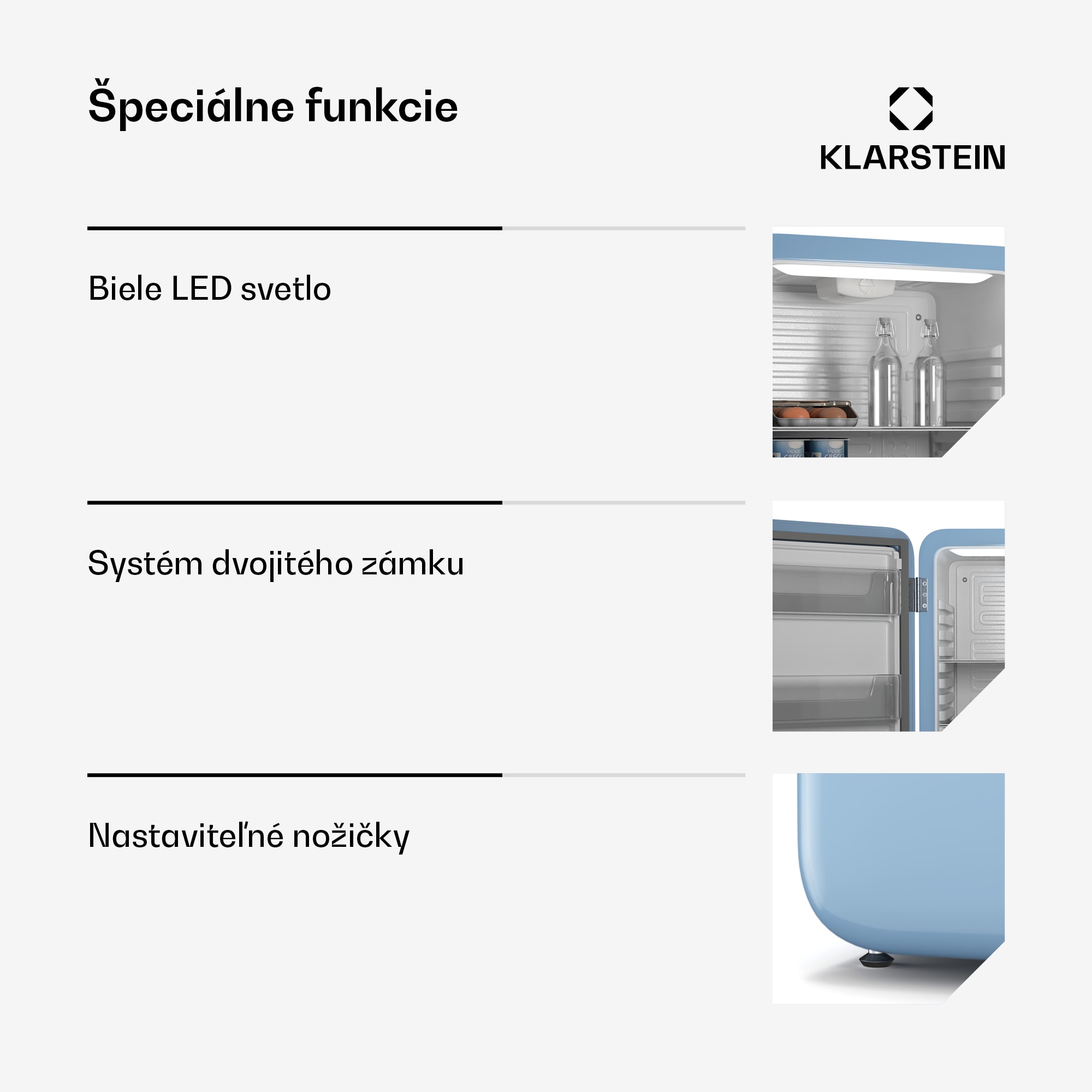 Klarstein Audrey Evo mini chladnička, 90 l, retro dizajn, tichá, kompaktná, 3 farby – Obrázok 5