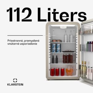 Klarstein Audrey Evo chladnička, 112 l, retro dizajn, tichá, kompaktná, 3 farby