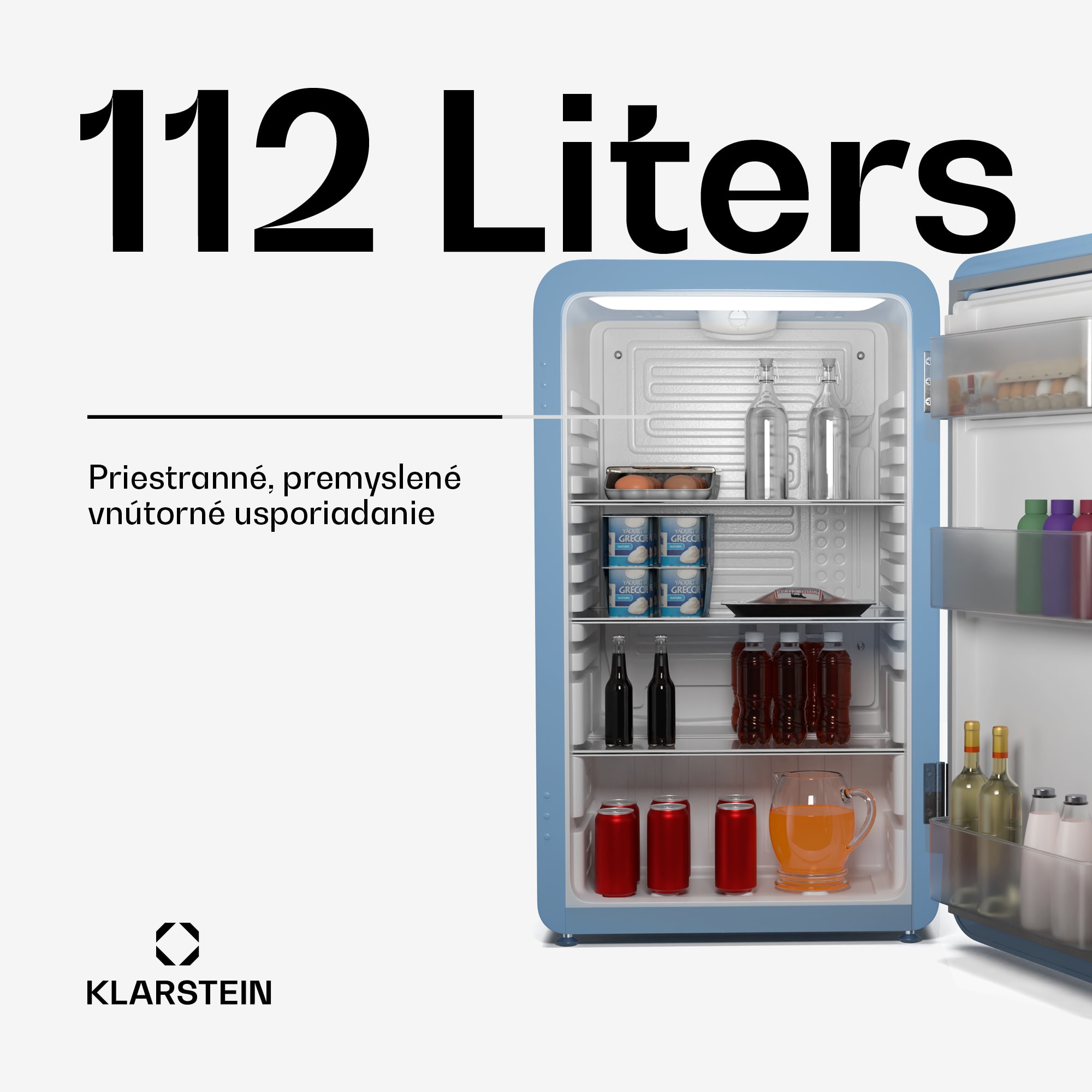 Klarstein Audrey Evo chladnička, 112 l, retro dizajn, tichá, kompaktná, 3 farby