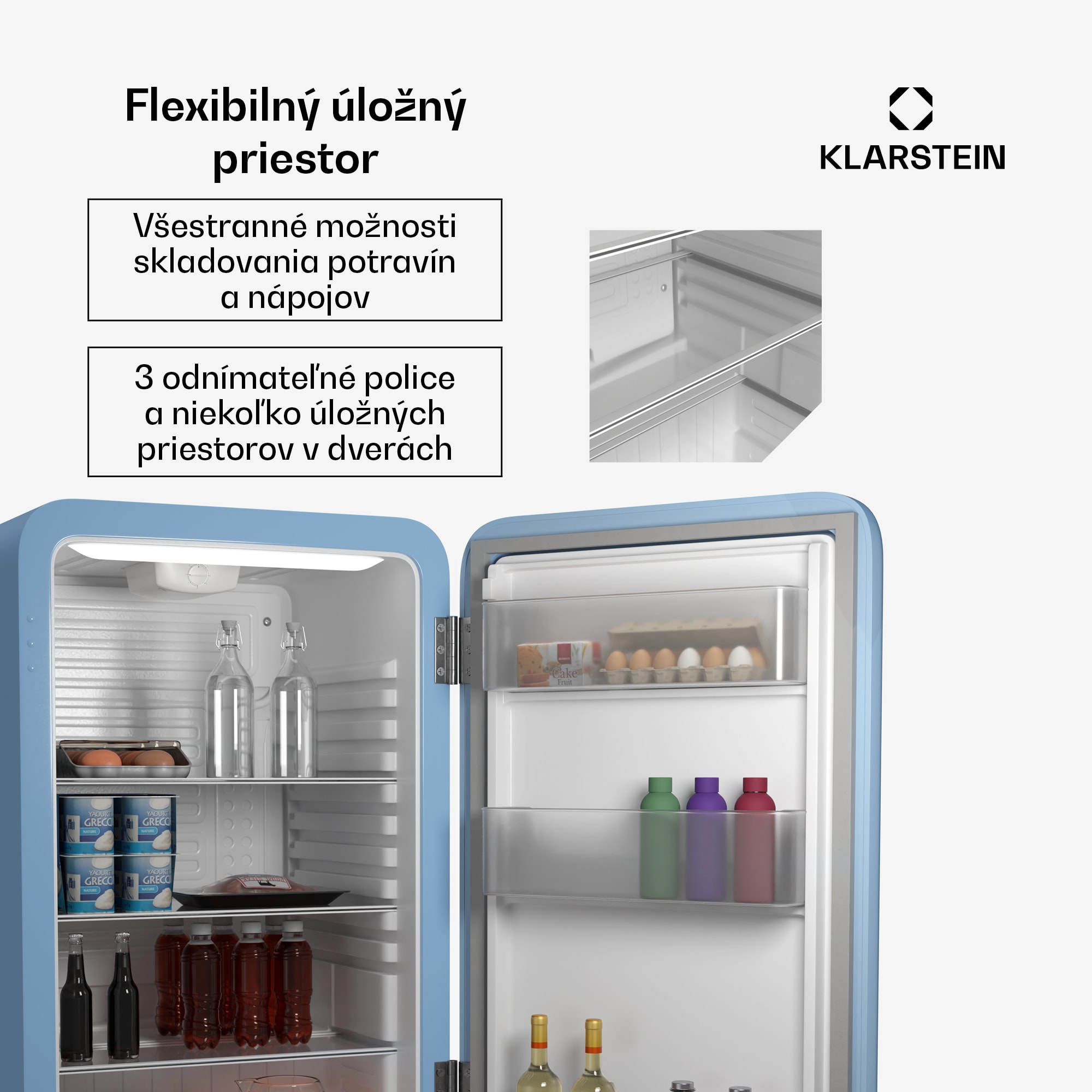 Klarstein Audrey Evo chladnička, 112 l, retro dizajn, tichá, kompaktná, 3 farby – Obrázok 4