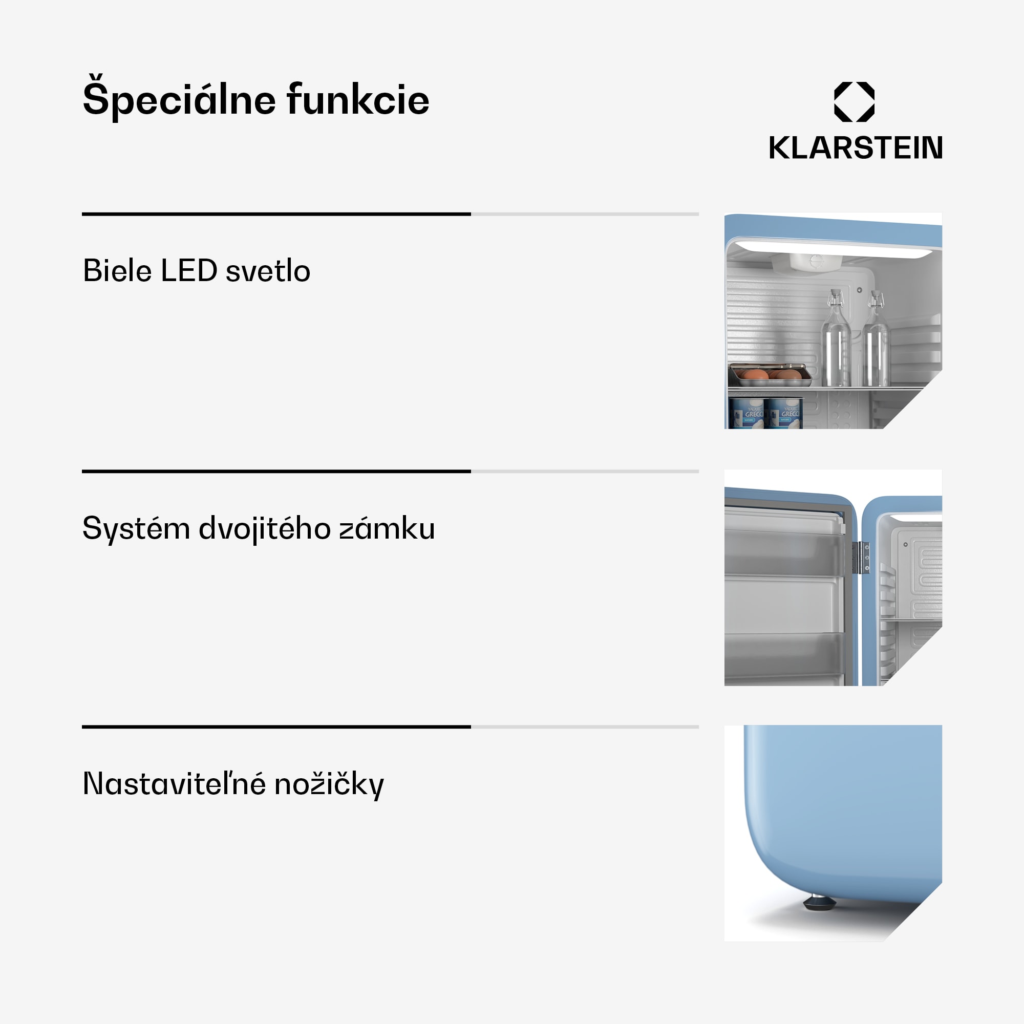 Klarstein Audrey Evo chladnička, 112 l, retro dizajn, tichá, kompaktná, 3 farby – Obrázok 5