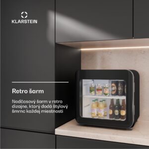 Klarstein Audrey Evo chladnička na nápoje, retro dizajn, sklenené dvere, 46 L, EEK C