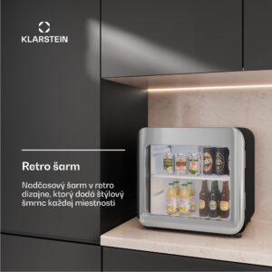 Klarstein Audrey Evo chladnička na nápoje, Retro dizajn, sklenené dvere, 46 L, EEK C