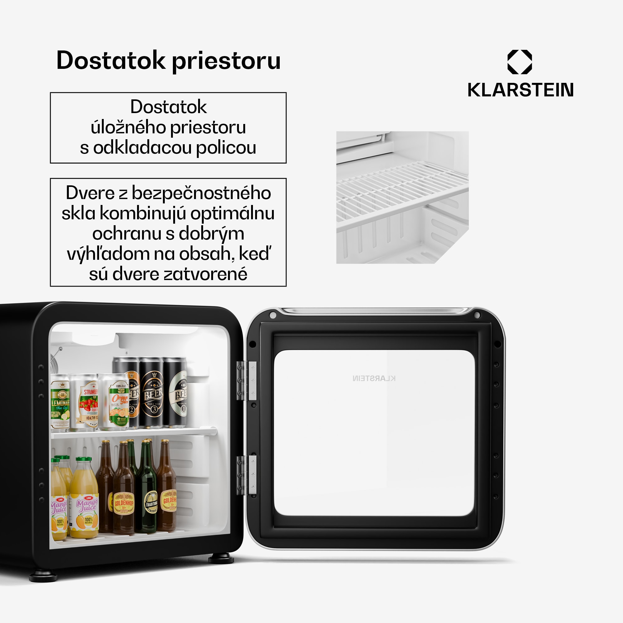 Klarstein Audrey Evo chladnička na nápoje, Retro dizajn, sklenené dvere, 46 L, EEK C – Obrázok 4