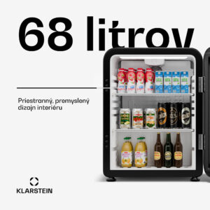 Klarstein Audrey Evo chladnička na nápoje, Retro dizajn, sklenené dvere, 68 L, EEK C