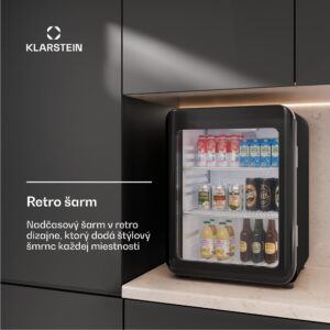 Klarstein Audrey Evo chladnička na nápoje, Retro dizajn, sklenené dvere, 68 L, EEK C