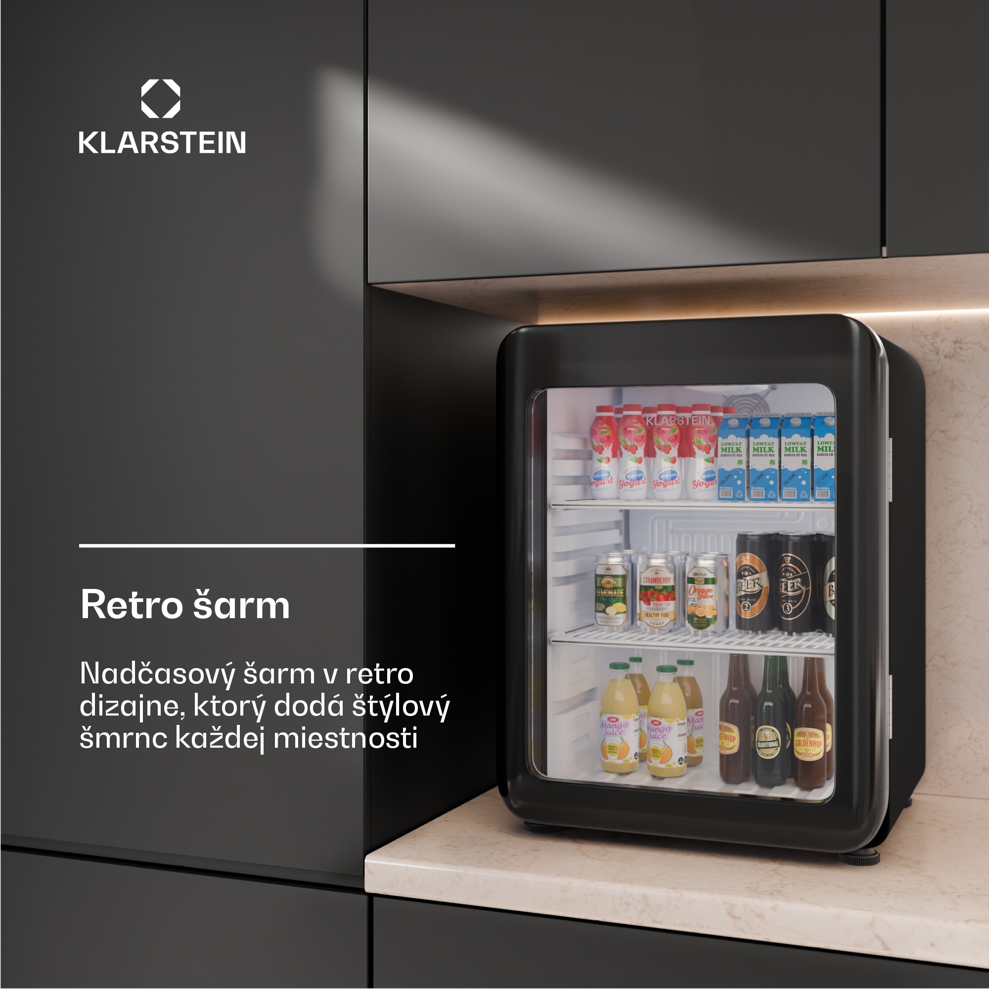 Klarstein Audrey Evo chladnička na nápoje, Retro dizajn, sklenené dvere, 68 L, EEK C – Obrázok 2