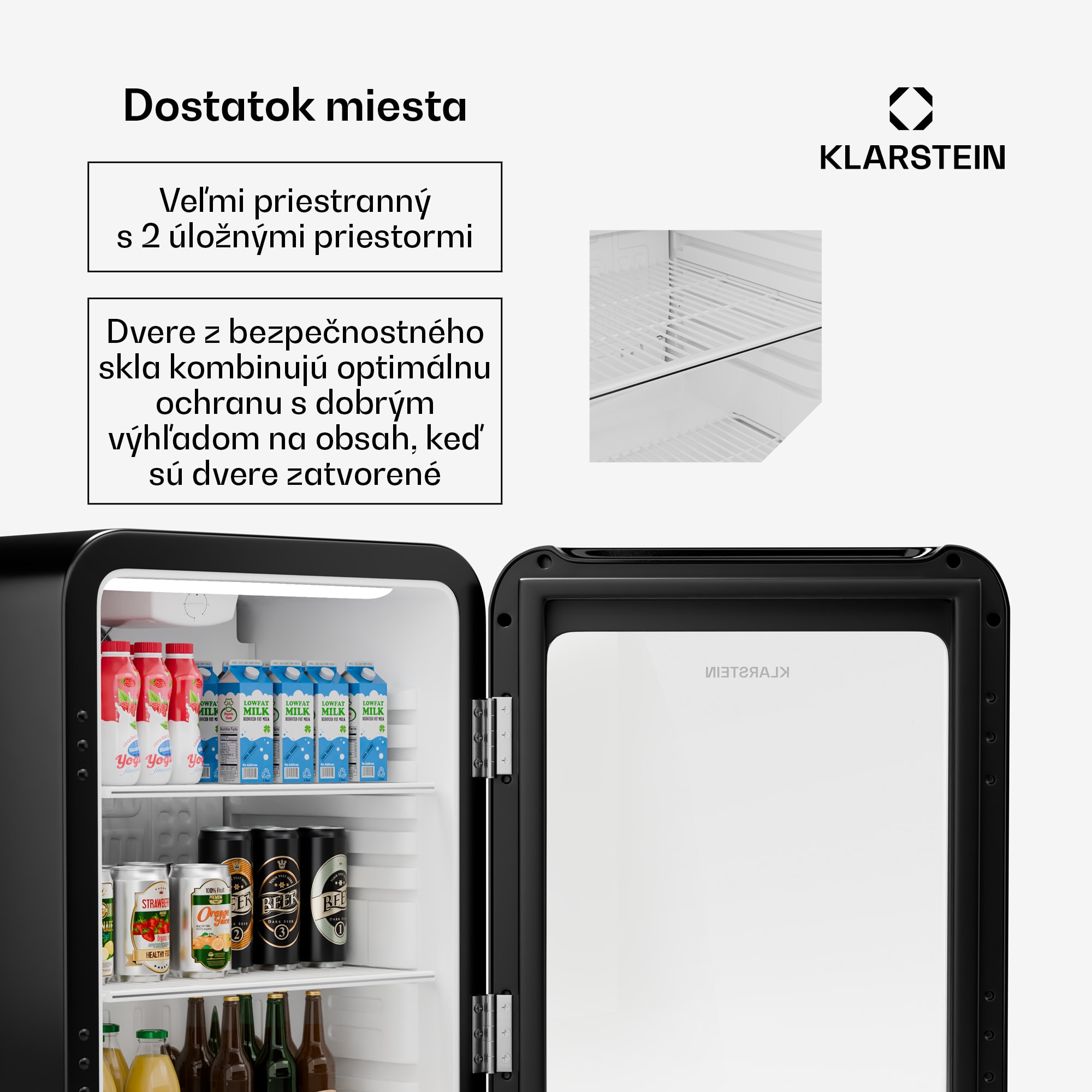 Klarstein Audrey Evo chladnička na nápoje, Retro dizajn, sklenené dvere, 68 L, EEK C – Obrázok 4