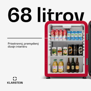 Klarstein Audrey Evo chladnička na nápoje, Retro dizajn, sklenené dvere, 68 L, EEK C
