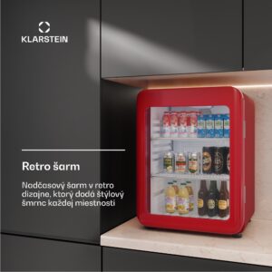 Klarstein Audrey Evo chladnička na nápoje, Retro dizajn, sklenené dvere, 68 L, EEK C