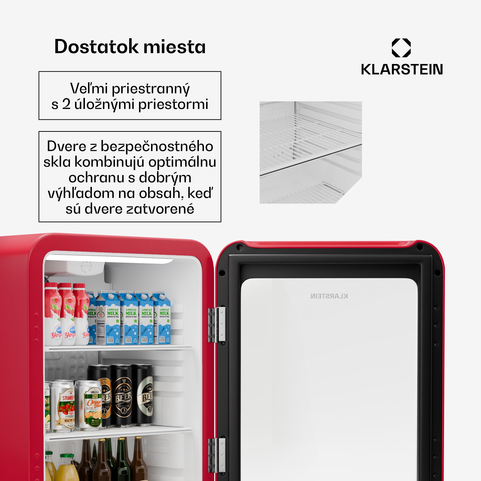 Klarstein Audrey Evo chladnička na nápoje, Retro dizajn, sklenené dvere, 68 L, EEK C – Obrázok 4