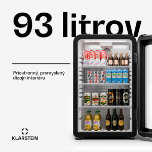 Klarstein Audrey Evo chladnička na nápoje, Retro dizajn, sklenené dvere, 93 L, EEK C